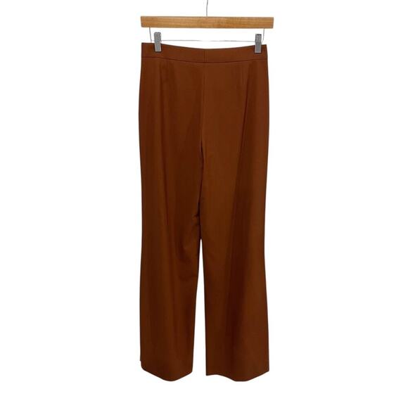 Theory Stretch Wool High Slit Trouser Pant Rust Women's 0 Wide Leg Pant - Picture 2 of 10
